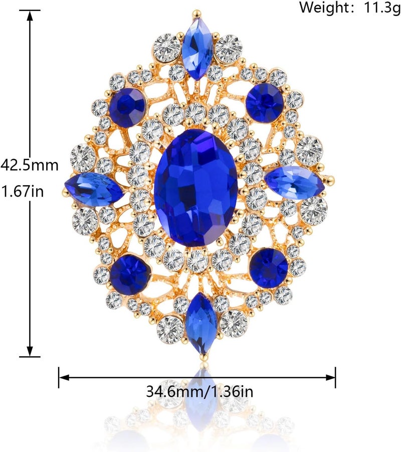 LAXPICOL Vintage Clear Austrian Crystal Brooch Pin for Women Elegant Wedding Bridal Brooches Broach Pin 1.69"*1.39" - Image 2